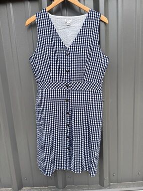 J. Crew Navy & White Gingham Button-Front Sheath Dress